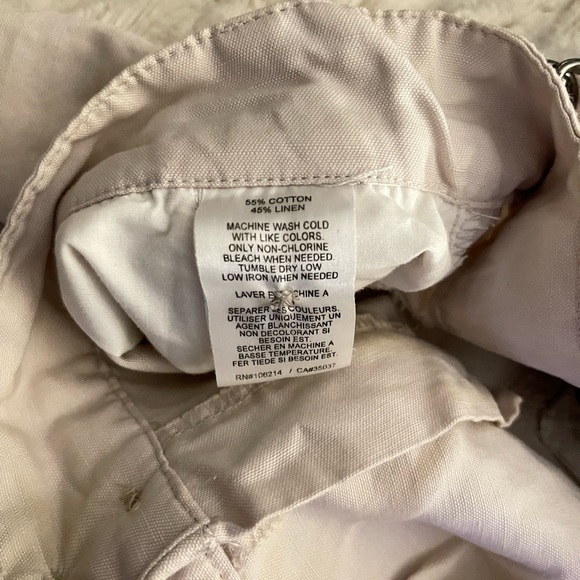 Joe’s Jeans Pleated Mid-Rise Ivory Cotton Linen Crop Capri Pants. - Picture 8 of 13